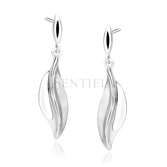 Silver (925) elegant earrings - leaf