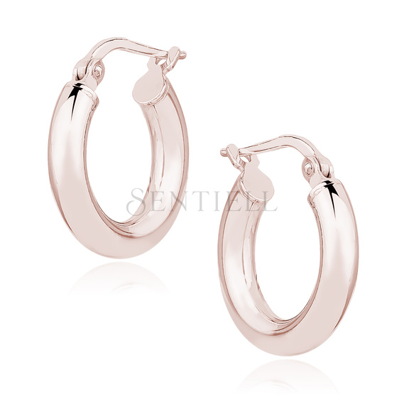 Silver (925) earrings hoops - rose gold-plated, highly polished