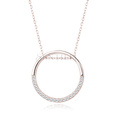 Silver (925) necklace - cirlce with zirconia, rose gold-plated