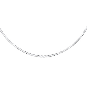 Silver (925) diamond-cut chain - curb extra flat Ø 060 rhodium-plated