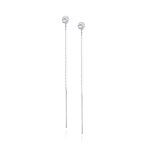 Silver (925) earrings - circle with white zirconia
