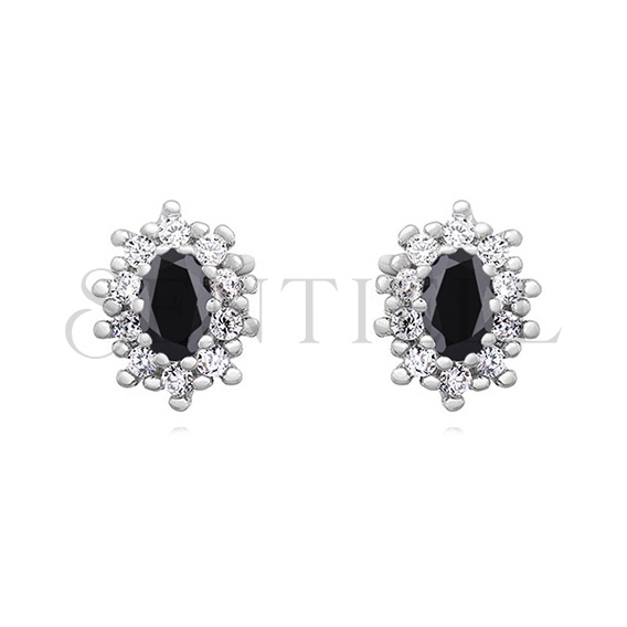 Silver (925) Earrings black colored zirconia