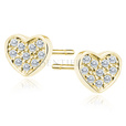 Silver (925) Earrings zirconia microsetting hearts gold-plated