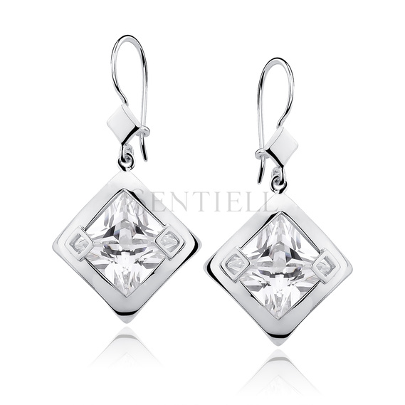 Silver (925) Earrings big white zirconia