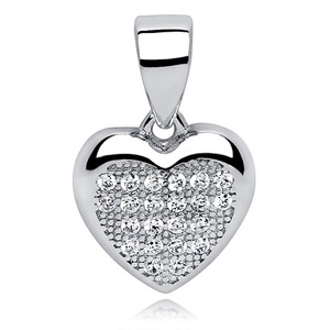 Silver (925) pendant white zirconia - heart small