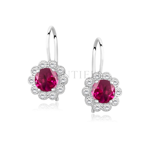 Silver (925) Earrings ruby colored zirconia