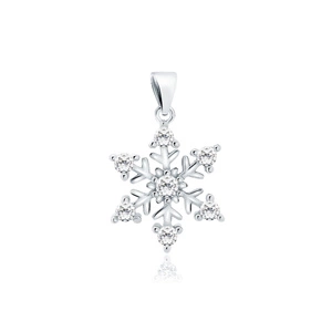 Silver (925) snowflake pendant with white zirconias