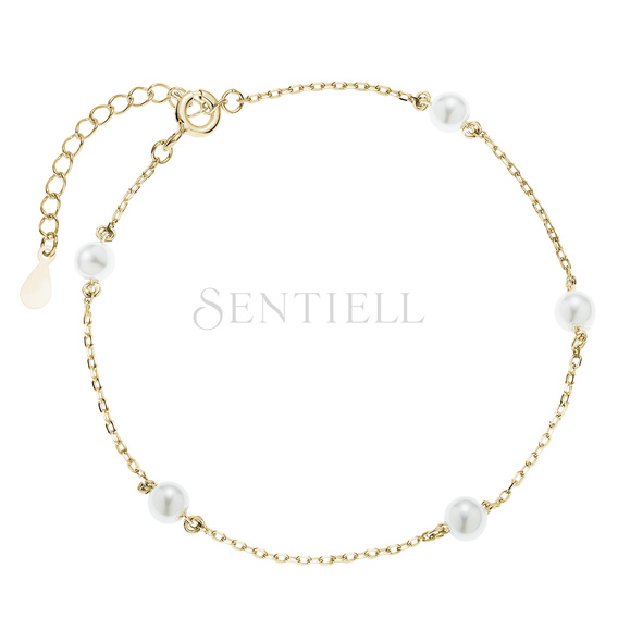 Pulsera de plata de ley 925 chapada en oro con perlas