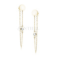 Silver (925) gold-plated earrings circle with white zirconia on chain