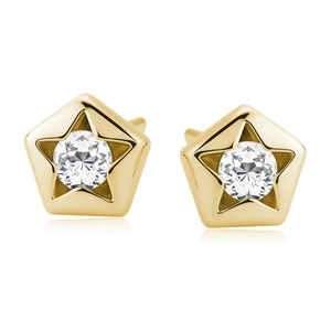 Silver (925) gold-plated star shape earrings with zirconia