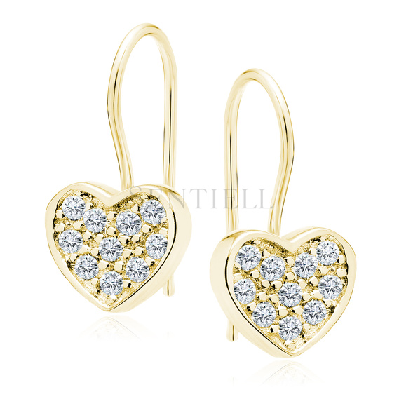 Silver (925) Earrings zirconia microsetting hearts gold-plated