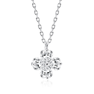 Silver (925) necklace clover with white zirconias