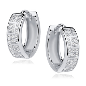 Silver (925) earrings hoop with zirconia