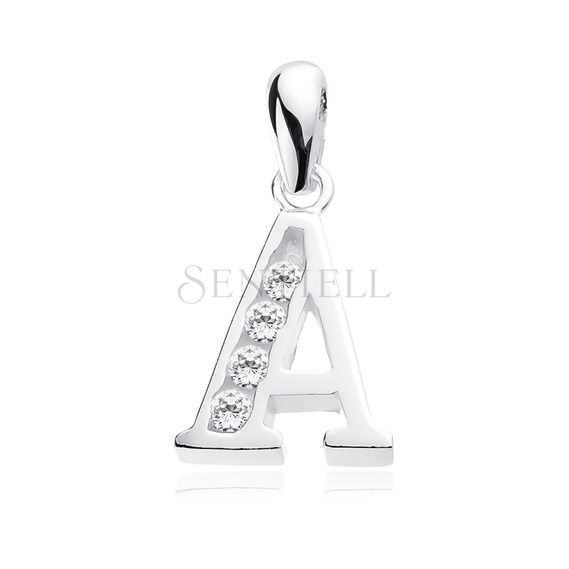 Silver (925) pendant white zirconia - letter A