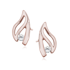 Silver (925) earrings with zirconia, rose gold-plated