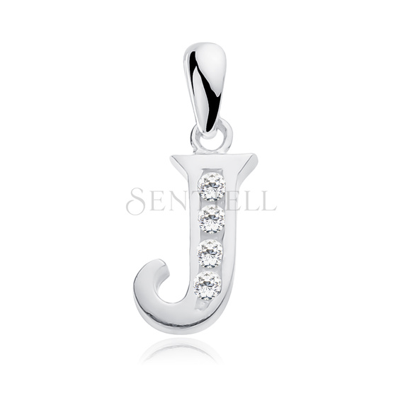 Silver (925) pendant white zirconia - letter J