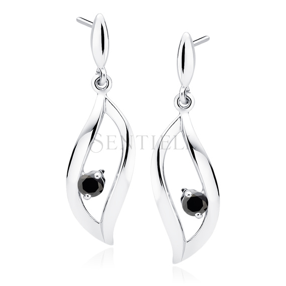 Silver (925) Earrings with black zirconia