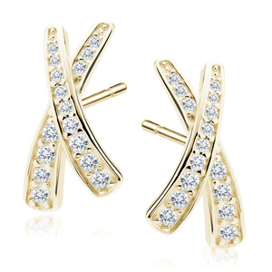 Silver (925) gold-plated earrings with white zirconias