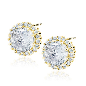 Silver (925) gold-plated earrings with white zirconias