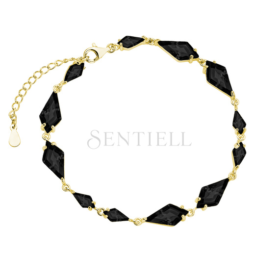 Silver (925) stylish, gold-plated bracelet with black zirconias