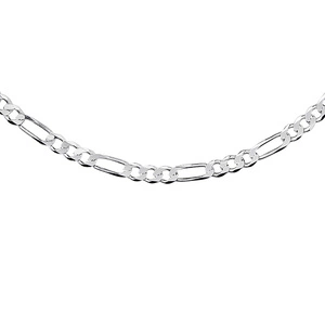 Silver (925) diamond-cut chain - figaro extra flat Ø 120 rhodium-plated