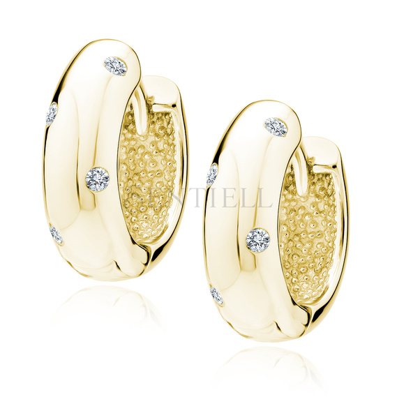 Silver (925) gold-plated earrings hoop with zirconias