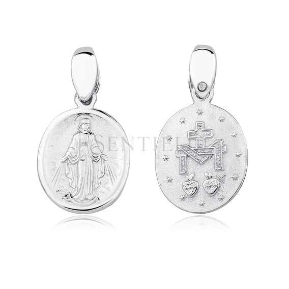 Colgante doble cara de Plata de ley 925 - Virgen Milagrosa / Virgen María Bendita
