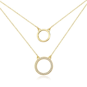 Silver (925) gold-plated necklace - cirlces with zirconias