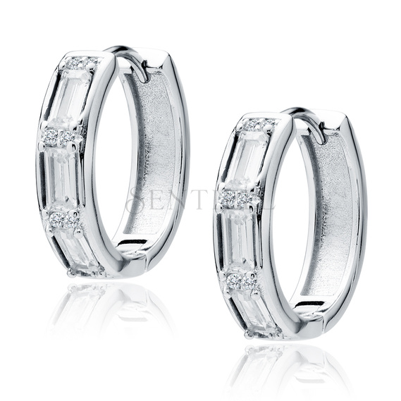 Silver (925) earrings hoop with zirconias