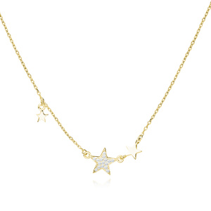 Silver (925) gold-plated necklace - stars with zirconia