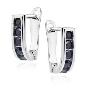 Silver (925) earrings black zirconia