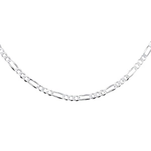 Silver (925) diamond-cut chain - figaro extra flat Ø 120 rhodium-plated
