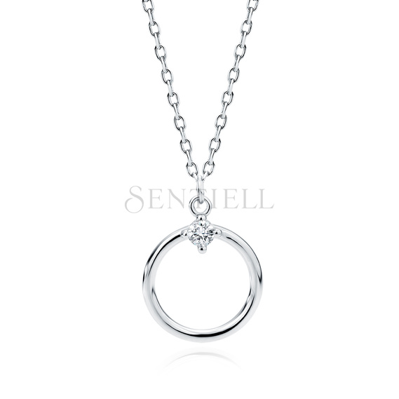 Silver (925) necklace circle with white zirconia