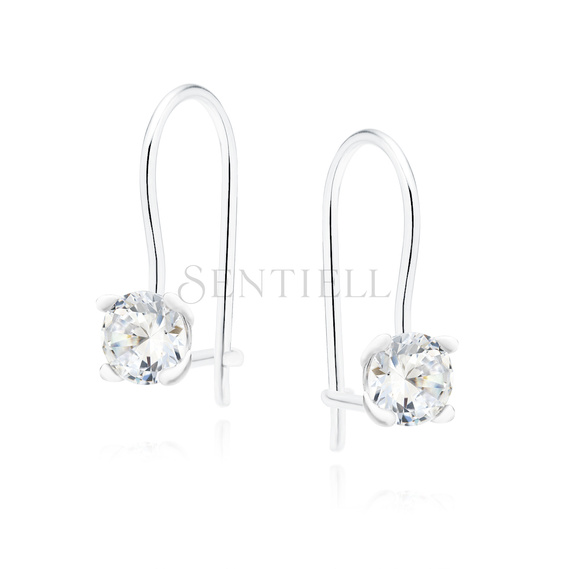 Silver (925) earrings round white zirconia diameter 5mm