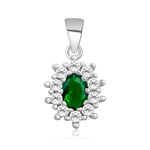 Silver (925) pendant emerald colored zirconia
