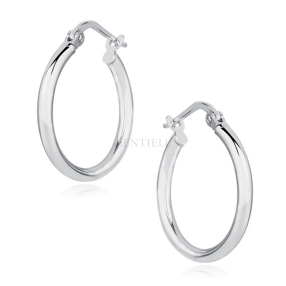 Silver (925) earrings hoops - highly polished