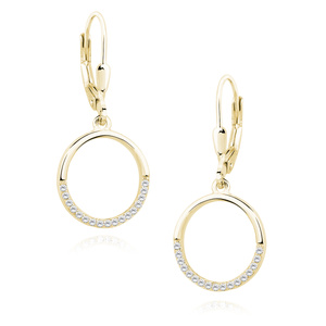 Silver (925) Earrings - cirlce with white zirconia