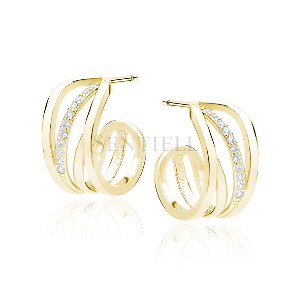 Silver (925) gold-plated earrings with white zirconias