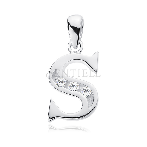 Silver (925) pendant white zirconia - letter S