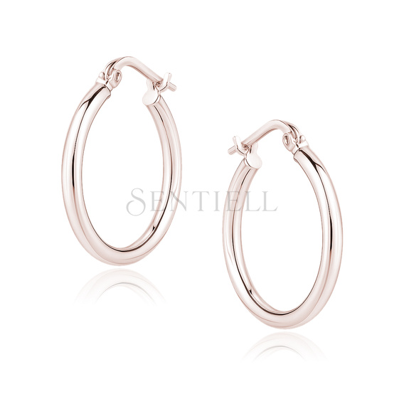 Silver (925) earrings hoops - rose gold-plated, highly polished