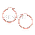 Silver (925) earrings hoops - rose gold-plated, highly polished