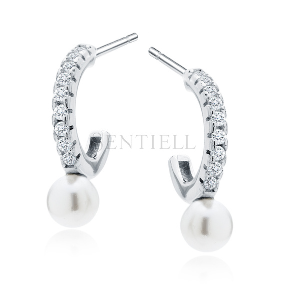 Silver (925) pearl earrings with zirconias