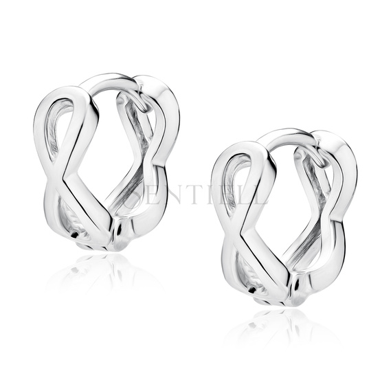 Silver (925) earrings hoops circles with the sign of infinity