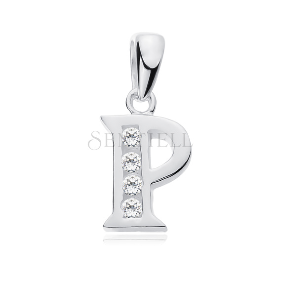 Silver (925) pendant white zirconia - letter P