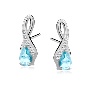 Silver (925) earrings with aquamarine zirconia