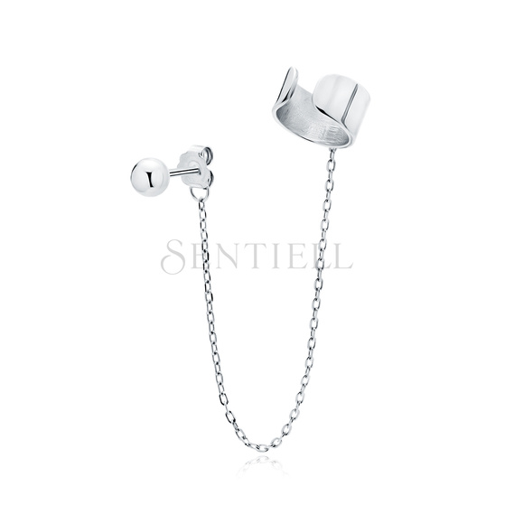 Silver (925) earrings with chain and ear-cuff