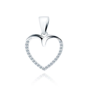 Silver (925) pendant heart with white zirconias