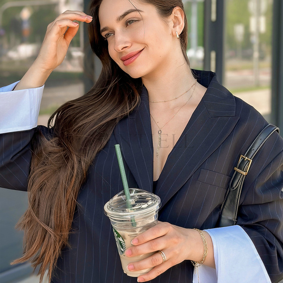 Silver (925) gold-plated necklace - oval with chains