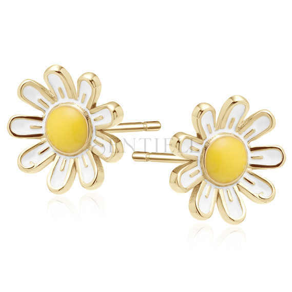 Silver (925) gold-plated earrings flowers - daisies