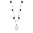 Silver (925) necklace with circle and black zirconias / spinels